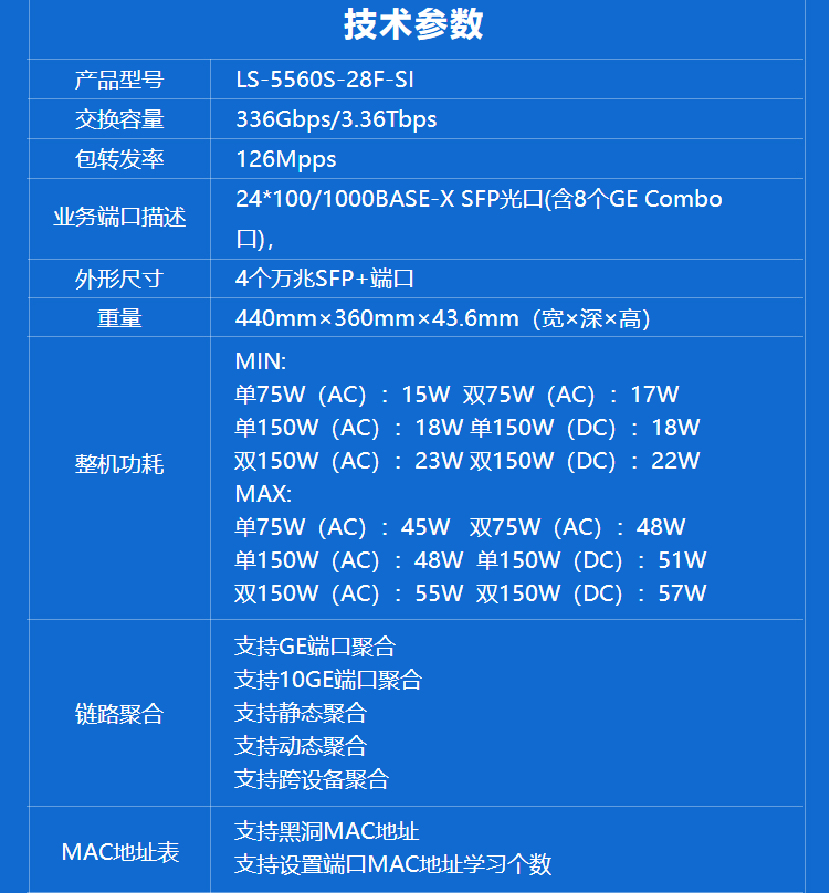 H3C 24口全千兆網管三層核心交換機