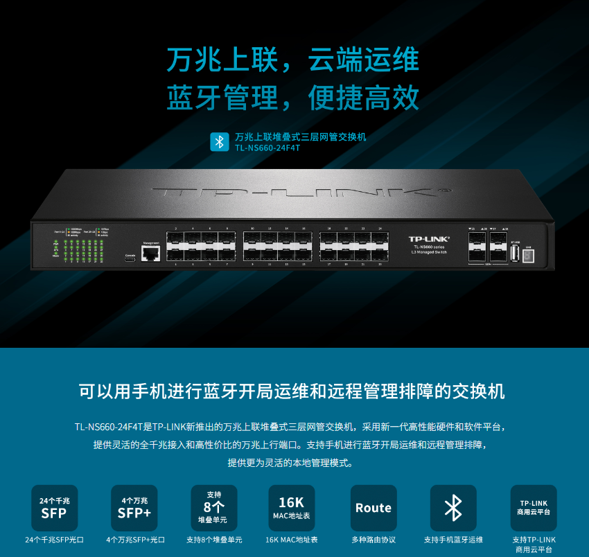 TP-LINK TL-NS660-24F4T 萬兆上聯三層網管交換機