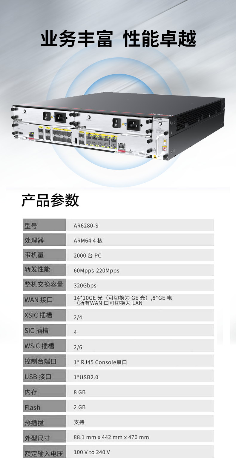 華為 AR6280-S 千兆企業級核心路由器