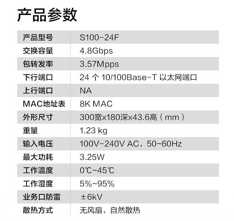 華為 24口企業級百兆交換機