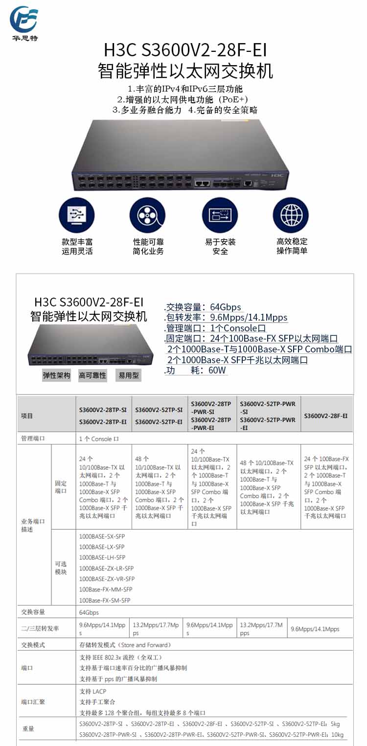 華三 24口百兆三層智能核心交換機